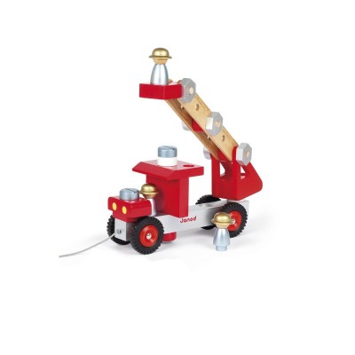 Camion de pompiers (bois) - jurj06498  rouge Janod    006238